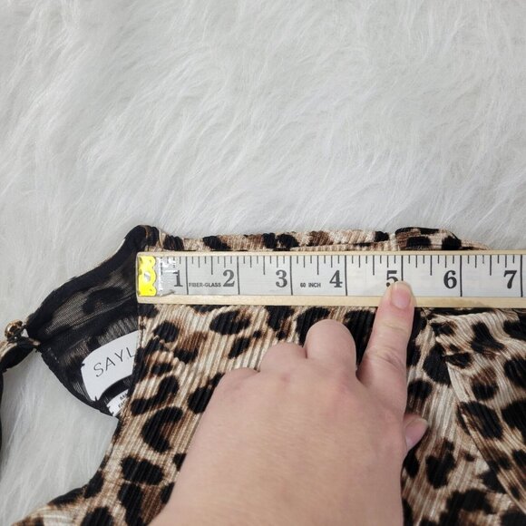 Saylor Emerson Leopard Animal Print Long Sleeve Ribbed Open Back Dress Medium - Picture 12 of 15